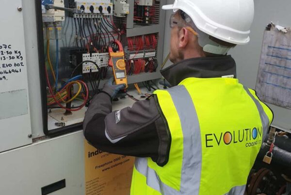 Engineer carrying out maintenance checks on a chiller